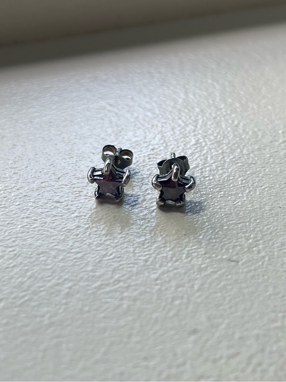 Silver and Amethyst Gemstone Stud Earrings